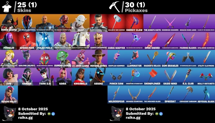 [PC/PSN/XBOX] 25 skins | Beach Jules | Ronin (Cape) | The Origin (On Point) | The Foundation (Helmet Off)