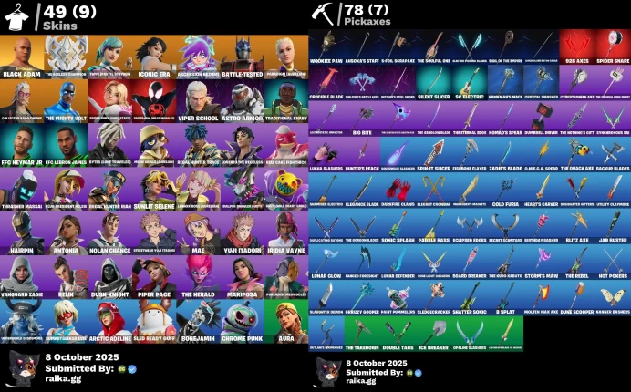 [PC/PSN/XBOX] 49 skins | Aura | Go Mufasa | Spider-Man (Miles Morales) | Black Adam | Ice Breaker