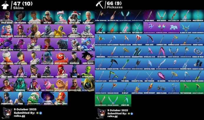 [PC/PSN/XBOX] 47 skins | Harley Quinn | Goku Black | Rap Boy | Solid Snake | LBC '93 Dogg | Slayer Juice WRLD
