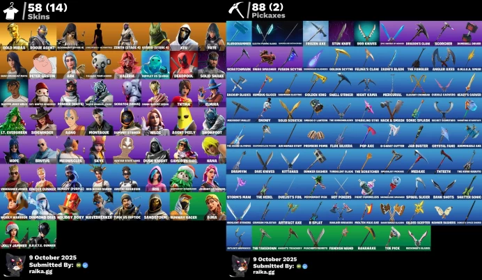 [PC/PSN/XBOX] 58 skins | Aura | Deadpool | Gold Midas | Rogue Agent | Blackheart (Stage 8)