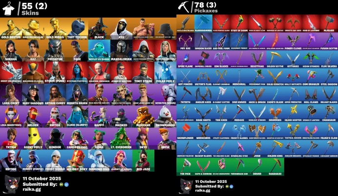 [PC/XBOX] 55 skins | Lara Croft | Tony Stark | Mandalorian | Laugh It Up | Gold Brutus | Gold Meowscles