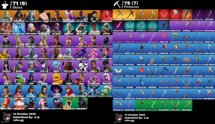[PC/XBOX/PSN/NINTENDO] 71 skins | Rap Boy | Get Griddy | Gildedguy | Spectra Knight | Ronin (Cape)