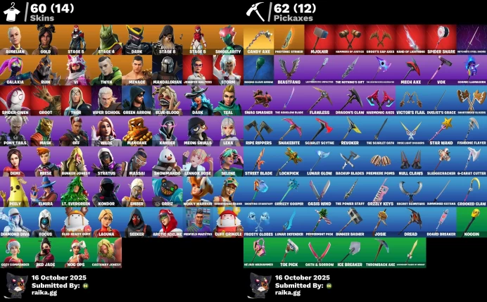 [PC/PSN/NINTENDO] 60 skins | Candy Axe | Peely | Galaxia | Star Wand | Mandalorian | Laugh It Up | Ice Breaker