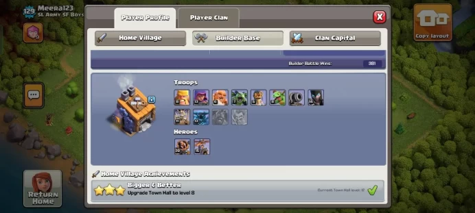 Clash of Clans (Android/ios) SC ID- [Big Sale] TH 12 - Level 129- Heroes(50/52/32/18/) - Build 8- Cheapest price