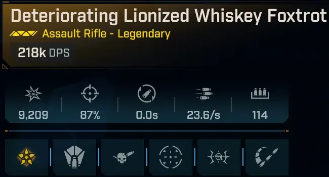 [MODDED] L50 WHISKEY FOXTROT - 218K DPS - 23.6/s FIRE RATE - INSTANT RELOAD - THROWN WEAPON ON RELOAD!