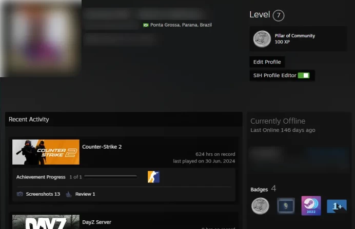 PRIME_2023 Service Medal_ <FACEIT>_7 Level Steam _30 Days Warranty_ NO VAC_5Y, Global Offensive Badge _624 hrs_
