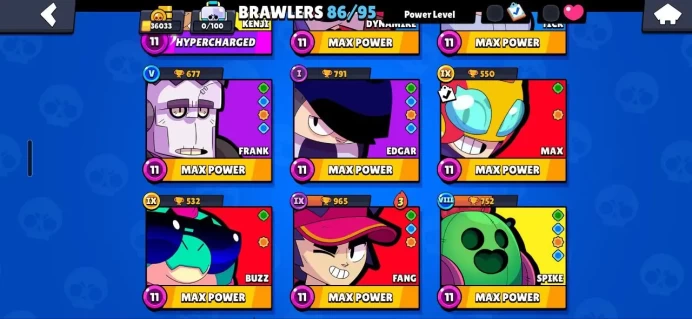 Brawlers: 86 Lvl Max: 21 Skins: 131 Gem: 70 Change Name: 90