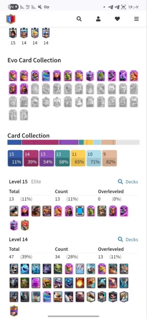 Clash royal (Android/iOS) KT 15 - lvl 57 - Cards121 /121/eliteCard 13/ Max Card 34/evo card13/Emote 77/ skin tower 6 /Fast delivery/trophy 15k