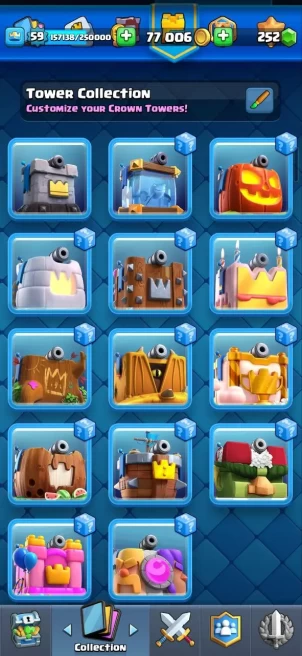 Clash royal (Android/iOS) KT 15 - lvl 59 - Cards121 /121/eliteCard 19/ Max Card 67/evo card8/Emote 78 / skin tower 14 /Fast delivery/ trophy 15k
