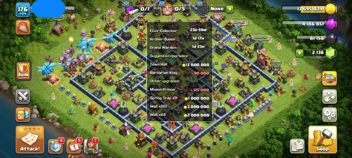 TH14 | Level 176 -[ BK 54- AQ 58- MP 55- GW 49- RC 30 ]-Gem 2136--Code 2365--Secure account