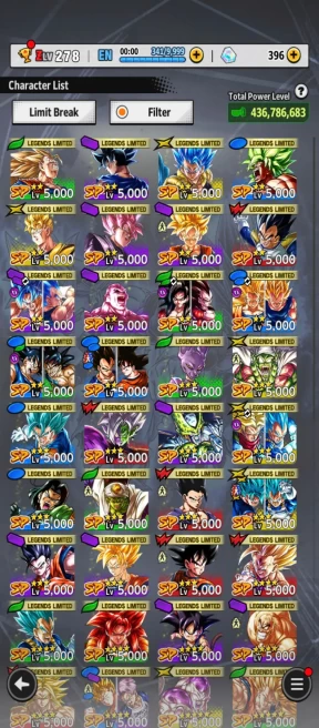 D746-IOS+Android-Nice Account+8 UL(Majin Full Red Star+Frieza+Gohan+Beast Gohan+Rose)+56 Legend+Vip Equipment+Good Team+Stacked Legend+Goku Saga