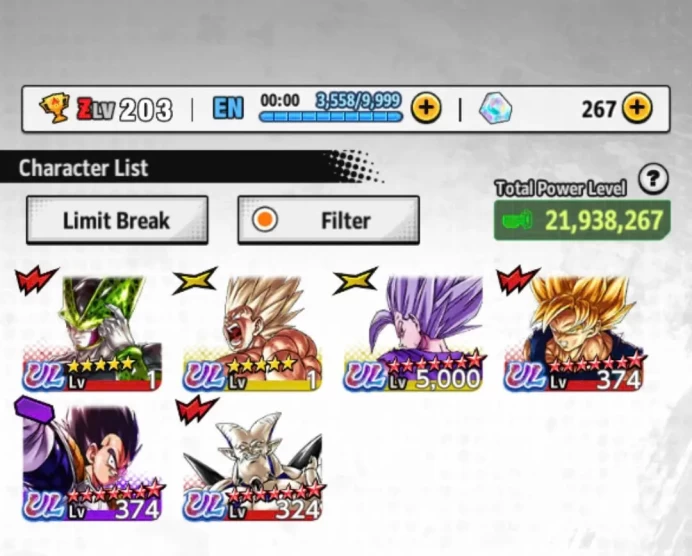D743-IOS+Android-6 UL(Beast Gohan Full Red Star+SS Goku+Cell)+Have Equipment+Perfect Cell+Piccolo+Event Farm CC