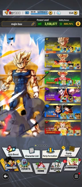 D738-IOS+Android-Nice Account-7 UL(SS Goku+Majin+Super Vegito+Beast Gohan)+49 Legends+Vip Equipment+Good Team+Nice Zenkai+New Goku Ui+Demon King