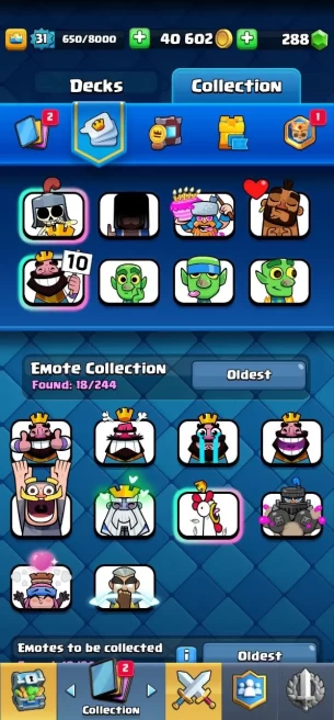 Clashroyall (Android/iOS) KT11 - lvl31  - Cards100 /120 - Max Card 1 _lvl 12 card 4 /Emote 18 / skin tower 1 /Fast delivery