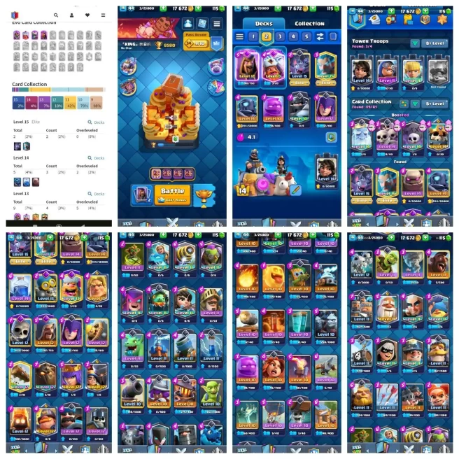 R120【KT 14_LVL 44】2 ELITE▰4 EVO▰5 MAX CARD▰8.5K TROPHY▰35 EMOTE▰ARENA 22▰GOOD DEAL