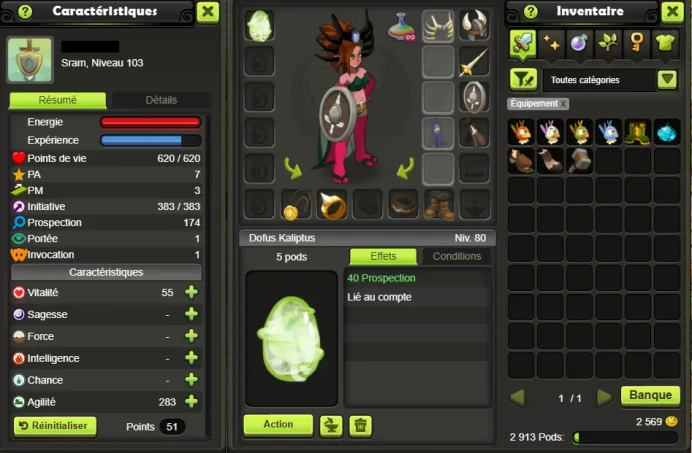 SRAM 103 (Dofus Kaliptus) Tiliwan !! Jamais Certifie, 100% Safe.
