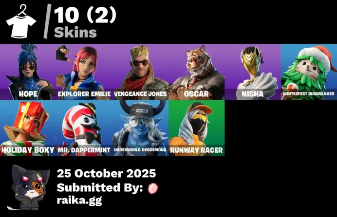 [PC/PSN] 10 skins | Hope | Explorer Emilie | Vengeance Jones | Oscar | Nisha | Winterfest Bushranger | Holiday Boxy | Mr. Dappermint