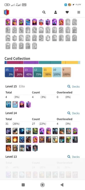 KT 14 ► LVL 53  , 31 MAX CARD ,121CARD , 67 EMOTES , 9 EVO CARD , 10 SKINS ,  RL14,Lifetime Warranty