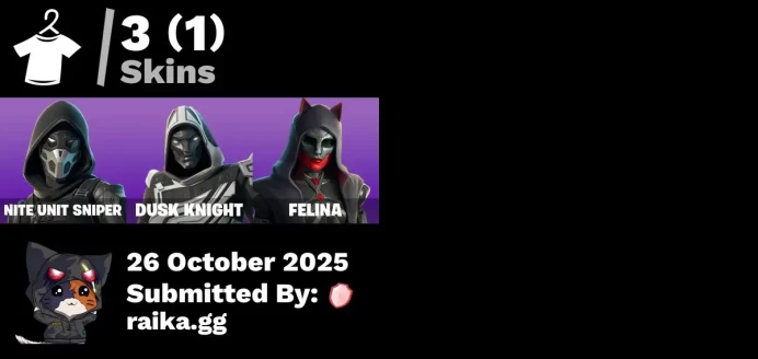 [PC/PSN/XBOX] 3 skins | NITE Unit Sniper | Blitz Knight | Felina | Twin Blasters | Separatist Cape | The Soulful One | Meowtooth Plush