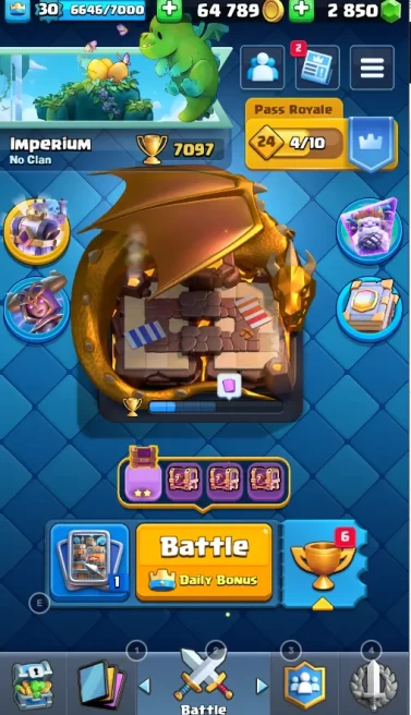 7.097 THROPY | ARENA 19 | LEVEL 30 | 111 CARD | 64.789 GOLD | 2.850 GEMS | FULL ACCES | LIFETIME WARRANTY | CHEAP