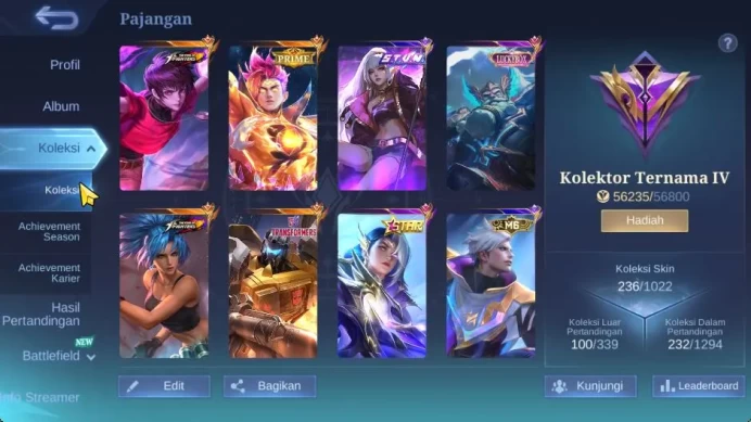Hero 130 Skin 236|KOF Dyrroth,Prime Cloude,LBox Franco,Star Lesley,LB Fanny,STUN Selena,Etc|Take Email|Check SS(TA1031)