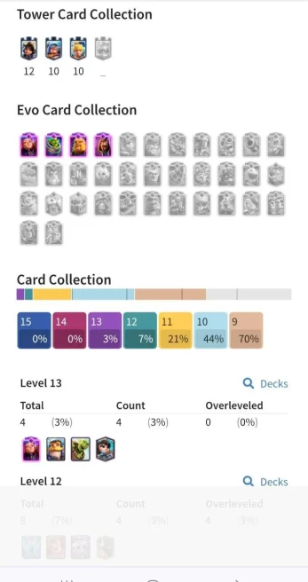 Clashroyall (Android/iOS) KT12 - lvl 36 - Cards107 /120 - Max Card 0 _lvl 13 card 4 /Emote 34/evo card4/ skin tower 4 /Fast delivery /