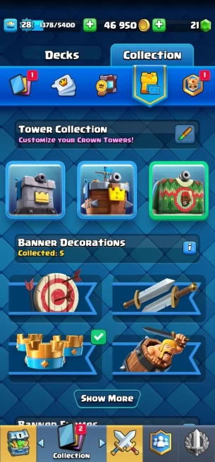 Clash royal (Android/iOS) KT 10 - lvl 28 - Cards101 /120 - Max Card 1 _lvl 12 card 1 /Emote 15 / skin tower 3 /Fast delivery/Cheap sale