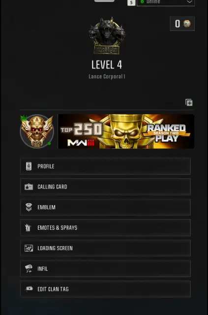 10x Custom Loadouts Prestige Master ICON 20 Tracers Dark Matter Abyss Nebula Rare Operator Emotes Exclusive Emblem Top 250 Calling card LOADOUTS