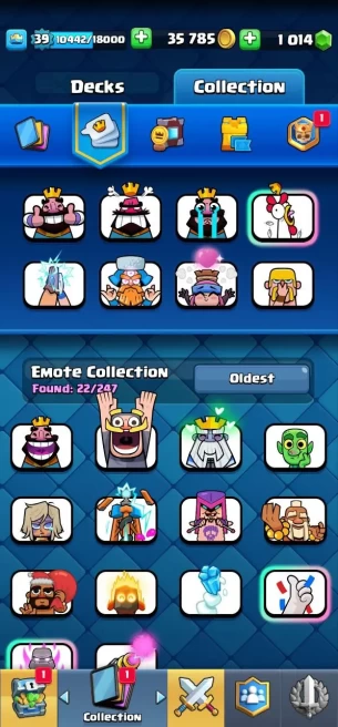 Clash royal (Android/iOS) KT 13 - lvl 39 - Cards106 /121 - Max Card 10 _lvl 13 card 2/Emote 22 / skin tower 2 /Fast delivery/Cheap sale