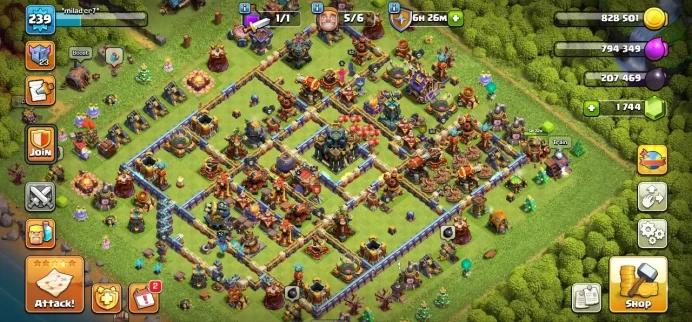 TH 17 Full Max - 5 Equipment Epic - Defense Max - Hero Max - 4 Hero Skin - 240 Level - Lifetime Warranty