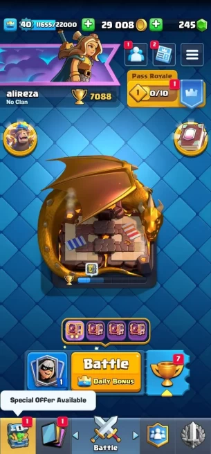 Clash royal (Android/iOS) KT 13 - lvl 40 - Cards117 /121/ Max Card 0/lvl 13/6 evo card8/Emote 30/ skin tower 4 /Fast delivery/Cheap sale