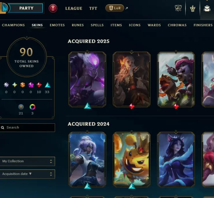 EUW full access with 90 great skins