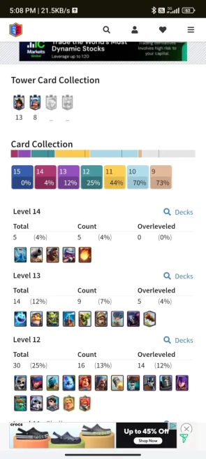 5 YR OLD CR 8591 CUPS , FREE NC , 5 MAX CARDS, 35 EMOTES, 3 TOWER SKIN, 82 BADGES, 24 DECOR, 23 FRAMES, KT 13, ARENA 22, LEVEL 40 AND OP SKINS