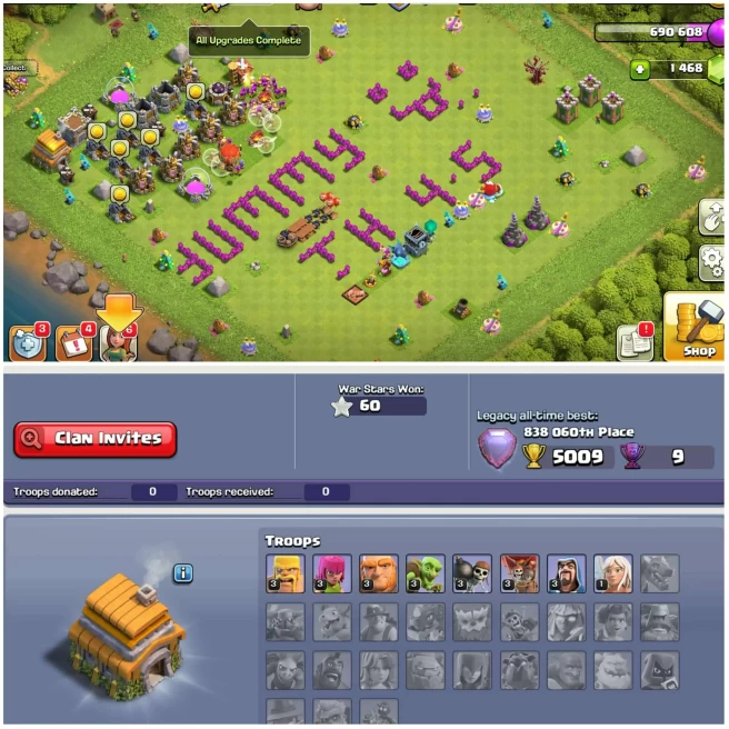 [Legend Hit By Th6]__World Wide Rare||5009 All Time Best||9 Legendary Trophy||1500 Gems||500 Nc||51 Cwl Medals