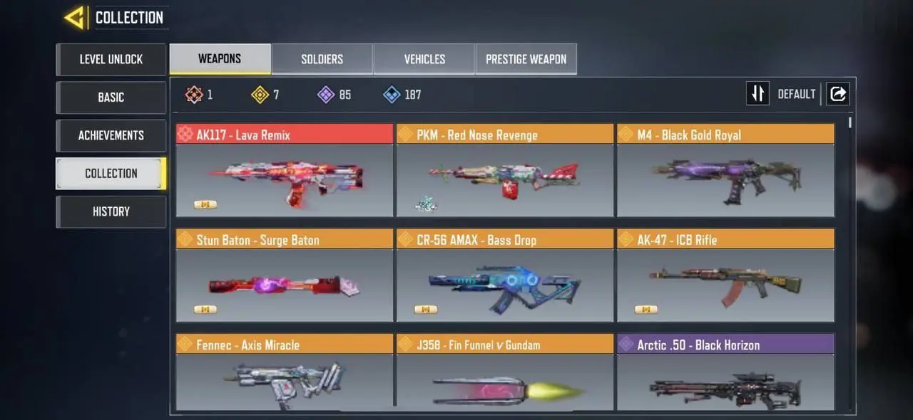 iOS Android - Level 185 - Rank Low - 7 Legendery - 1 Mytich - 36 Epic Soldier - Code590