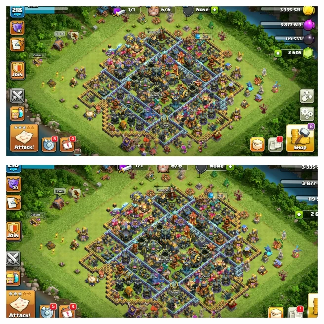 [14 Troops Fire]__Th17 Fire Account||Heroes 53-55-58-54-43||4 Skins||pixel Scenery||NC Free||2.6k Gems||6th Builders