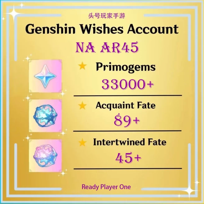 【NA】/ 33000+Primogems / 89+Acquaint Fate / 45+Intertwined Fate / Primogems Reroll Account