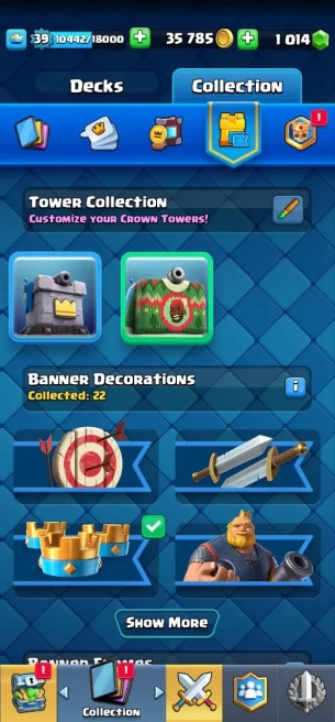Clash royal (Android/iOS) KT 13 - lvl 39 - Cards106 /121 - Max Card 10 _lvl 13 card 2/Emote 22 / skin tower 2 /Fast delivery/Cheap sale