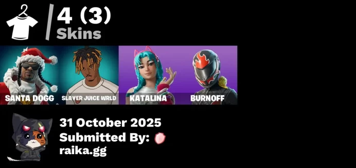 [PC/PSN/XBOX] 4 skins | Santa Dogg | Slayer Juice WRLD | Katalina | Burnoff | Gwenpool's Katanas | 999 Knives | Snoop's Holladizzle Bass