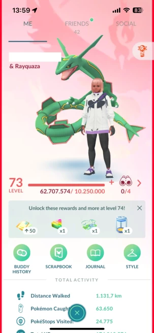 Level 73, 3 Legend IV 100, 264 Shiny, 94 Legend, 67 IV 100, 4 Shiny Legend, 19 Shadow Legend