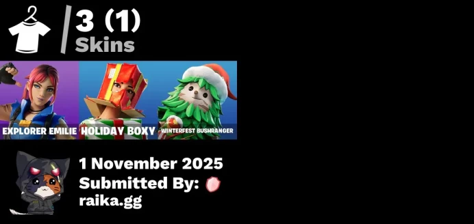 [PC/PSN/XBOX] 3 skins | Explorer Emilie | Holiday Boxy | Winterfest Bushranger | Spectra Protector | Legend's Modkit | Society Shield