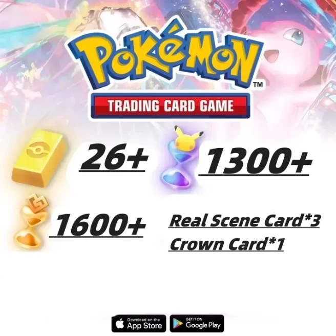 [Global/ENG] Real Scene Card* 1+Crown Card*3 + + Pokémon Gold*26 + Hourglass Bag×1300 + Miracle Hourglass×1600 ] Android/iOS interoperability