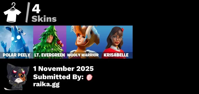 [PC/PSN/XBOX] 4 skins | Polar Peely | Lt. Evergreen | Wooly Warrior | Krisabelle | Lunar Hyperjet | The Sith | Kata-Pack | Lunarios