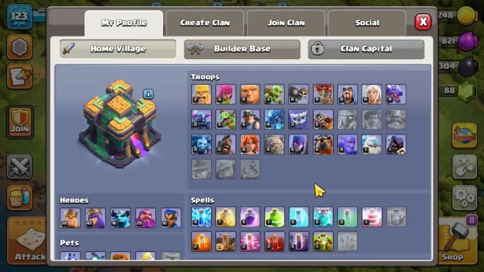 TH 14-BH 8|LV 123|UnRanked|HH 7|BK 38,AQ 42,GW 25,MP 16,RC 16|Gems 88|CN OFF|Protect OFF|TAKE MAIL|CHECKSS(COC1546)