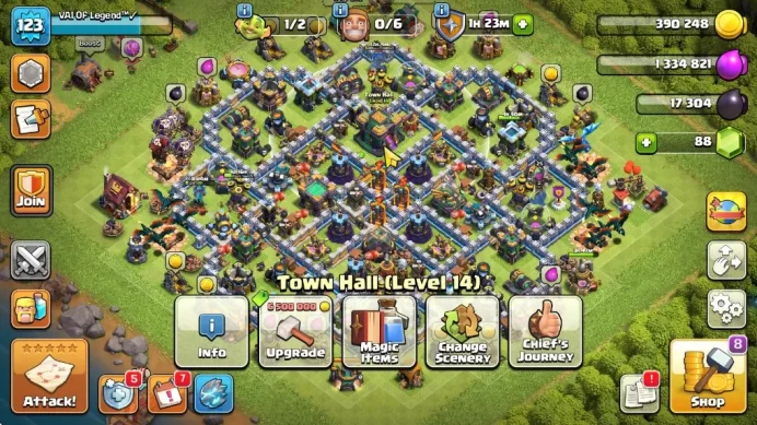 TH 14-BH 8|LV 123|UnRanked|HH 7|BK 38,AQ 42,GW 25,MP 16,RC 16|Gems 88|CN OFF|Protect OFF|TAKE MAIL|CHECKSS(COC1546)