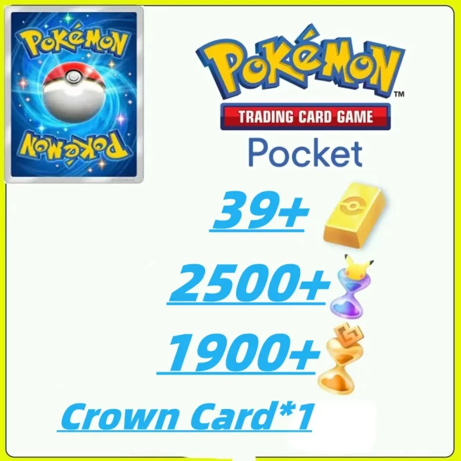 Global Server /1340draws - Pokémon Gold Bricks*39 - Pack Opening Hourglass*2500- Challenge Hourglass*1900--Crown Card/Android/iOS 