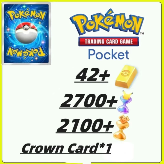 Global Server /1340draws - Pokémon Gold Bricks*42 - Pack Opening Hourglass*2700- Challenge Hourglass*2100--Crown Card/Android/iOS