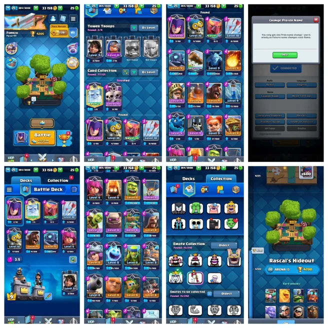 R131【KT 9_LVL 25】4 CARD LVL 10▰14 CARD LVL 9▰15 WITH GOBLIN KISSING LOVE EMOTE▰4.2K TROPHY▰NC FREE