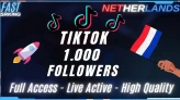 1.000 TikTok Followers Account / Netherlands / High-Quality