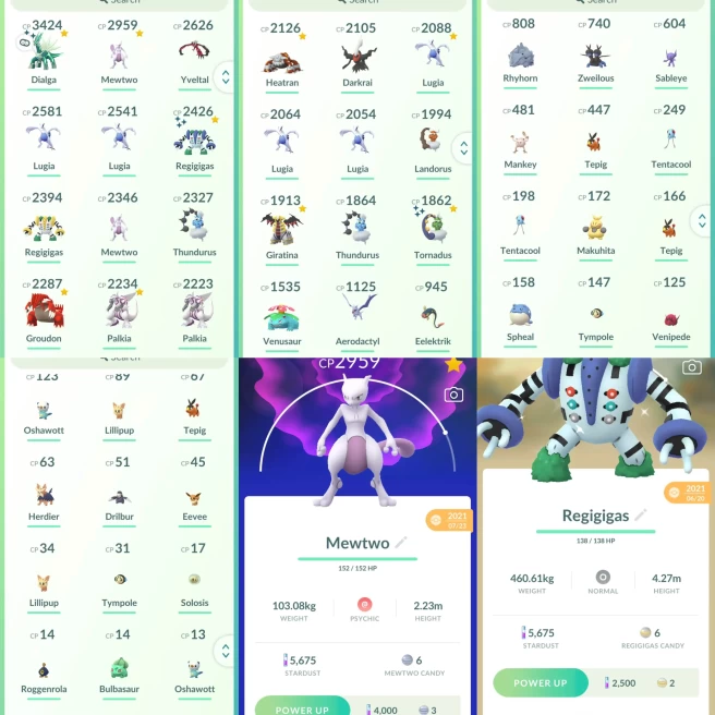 LVL25,have 20 Legendary,Mewtwo Shiny Regigigas Shiny Dialga Groudon Giratina etc,many nice pokemons  N8902